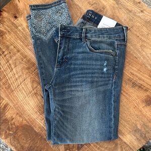 White House Black Market Distressed Blue Skinny Jeans